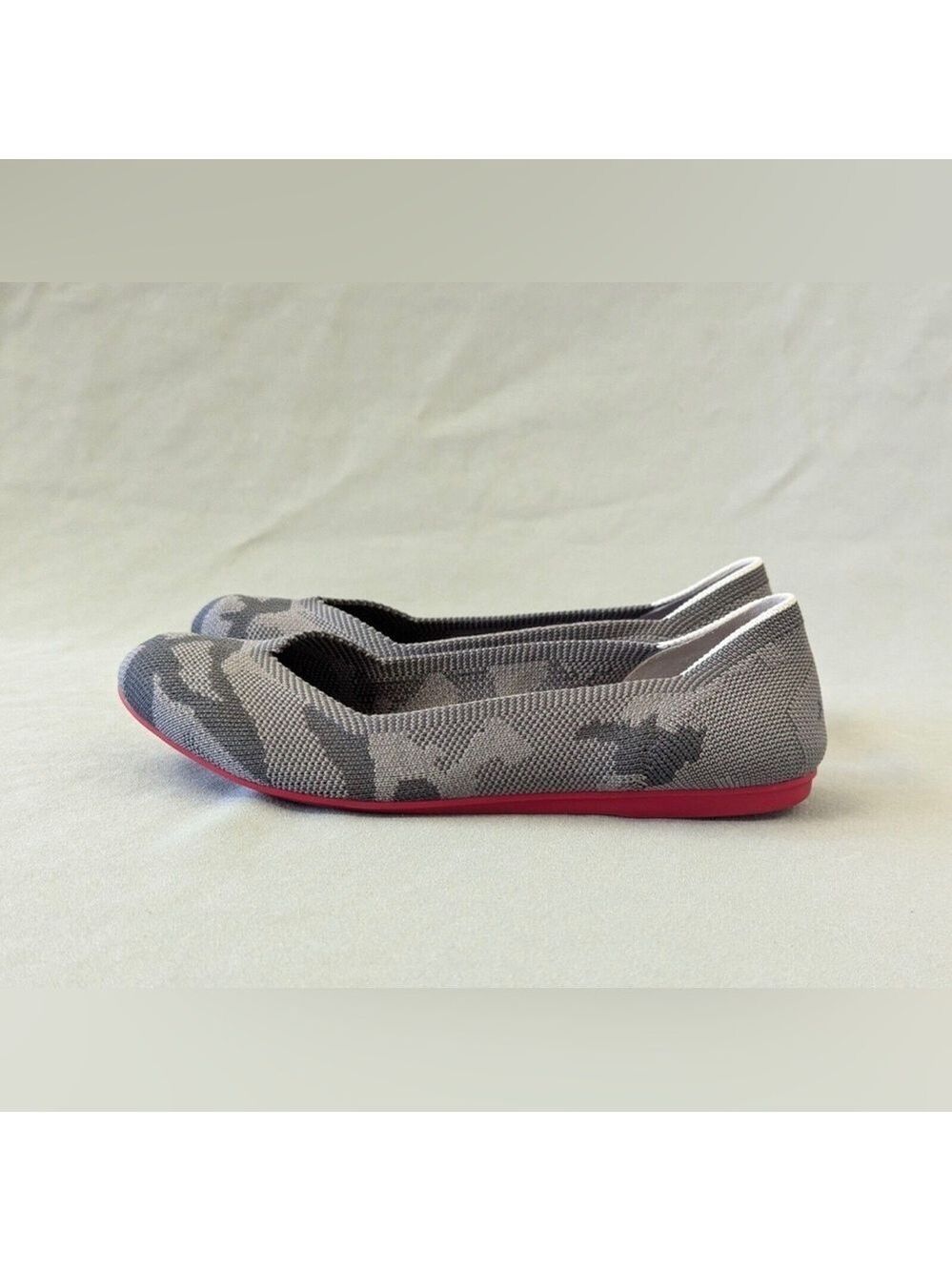 Rothy’s The Loafer Round Toe Flats Gray Botanicamo Camo Slip-on Shoes Sz 6.5